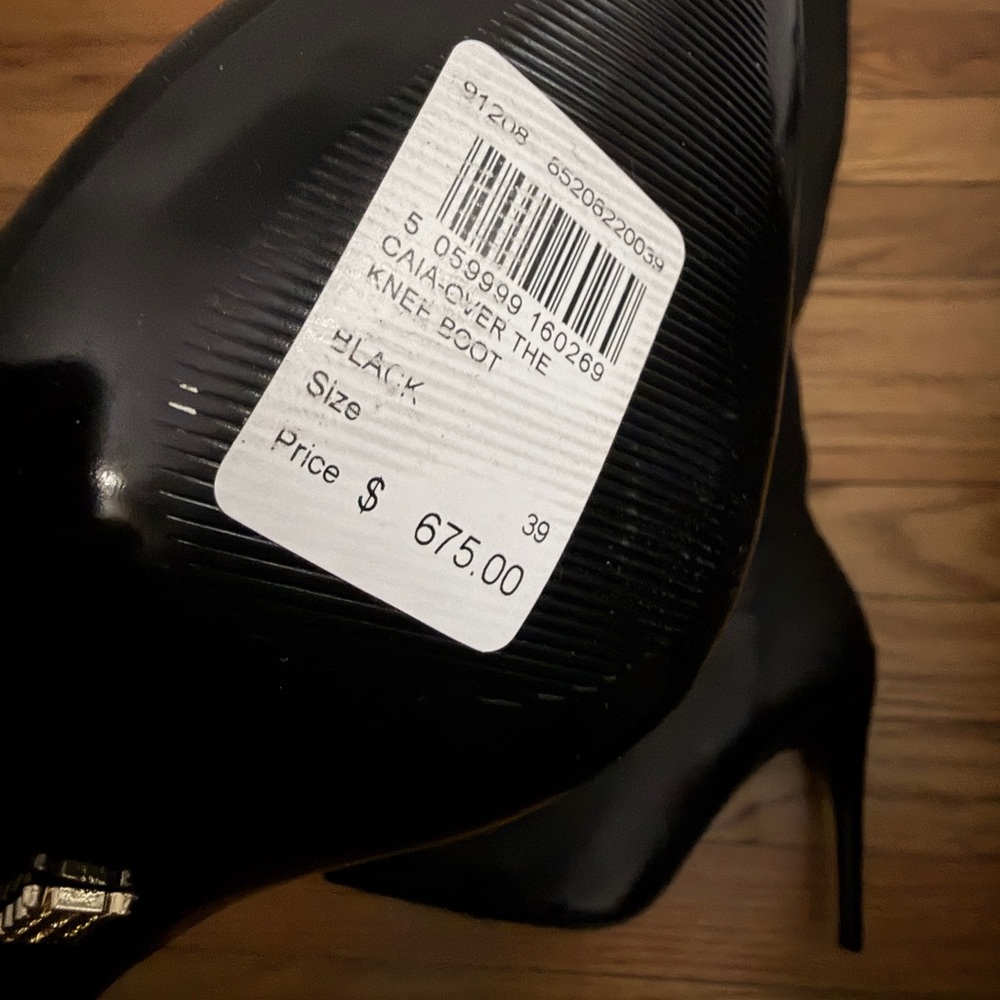 Reiss Black Over-the-Knee Stiletto Boots Size 39 - Picture 4 of 4